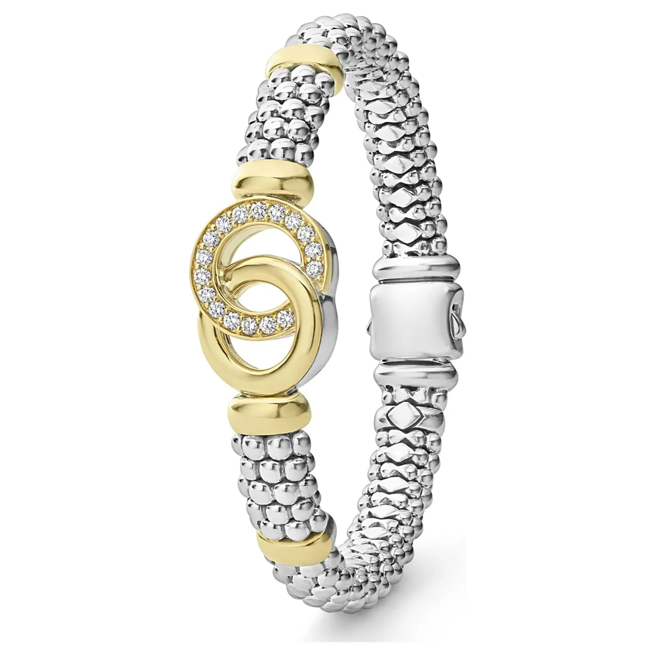 Lagos 18k Gold & Sterling Silver Interlocking Diamond Bracelet