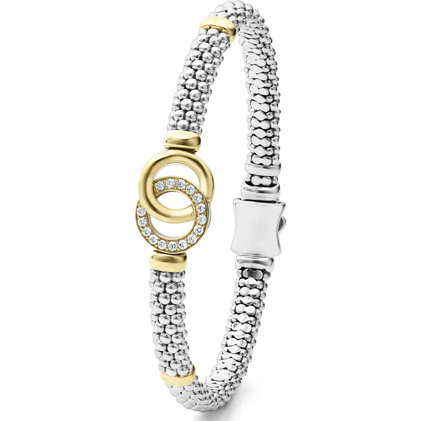 Lagos 18k Gold & Sterling Silver Interlocking Diamond Bracelet