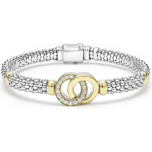 Lagos 18k Gold & Sterling Silver Interlocking Diamond Bracelet