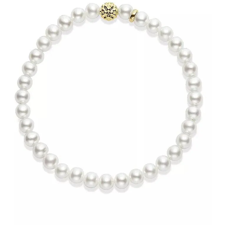 Lagos 18K Gold Caviar Icon Pearl 6mm Stretch Bracelet