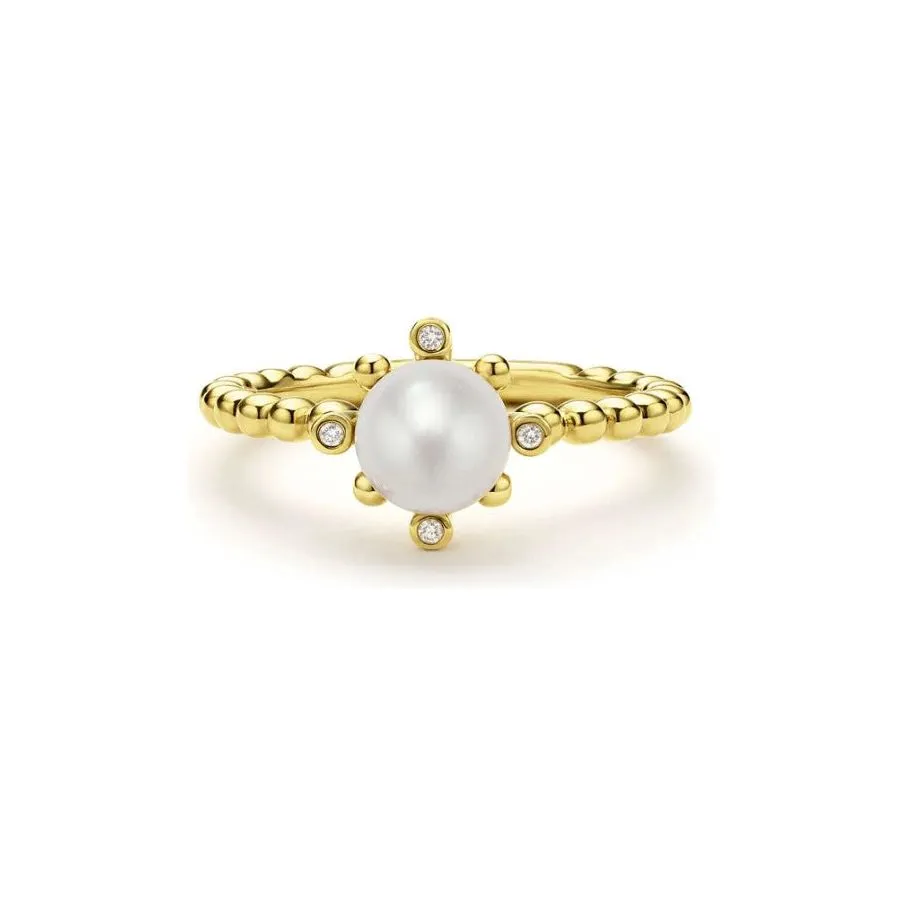 Lagos 18K Luna Fleur Pearl & Diamond Ring