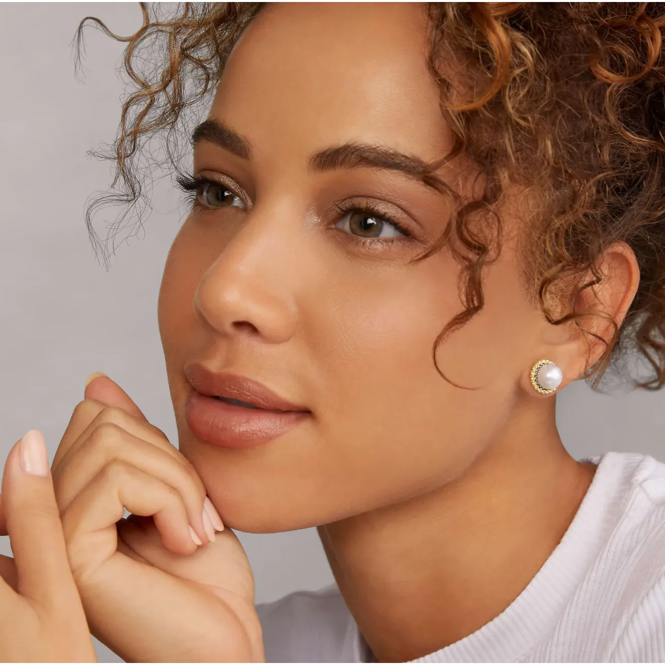 Lagos Sterling Silver & 18K Gold Luna Lux Pearl Stud Earrings