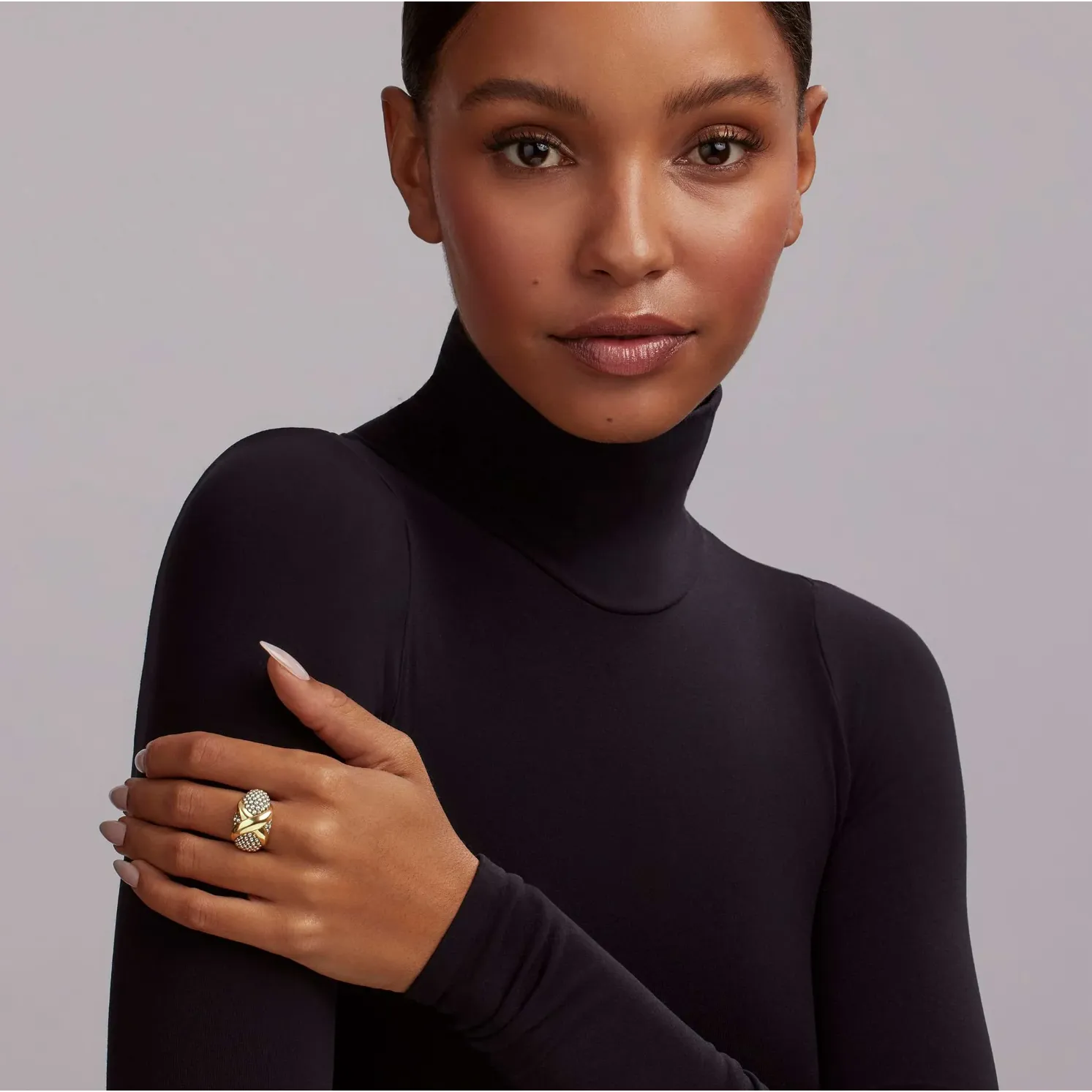 Lagos Sterling Silver & 18K Yellow Gold Embrace X Caviar Wide Dome Ring