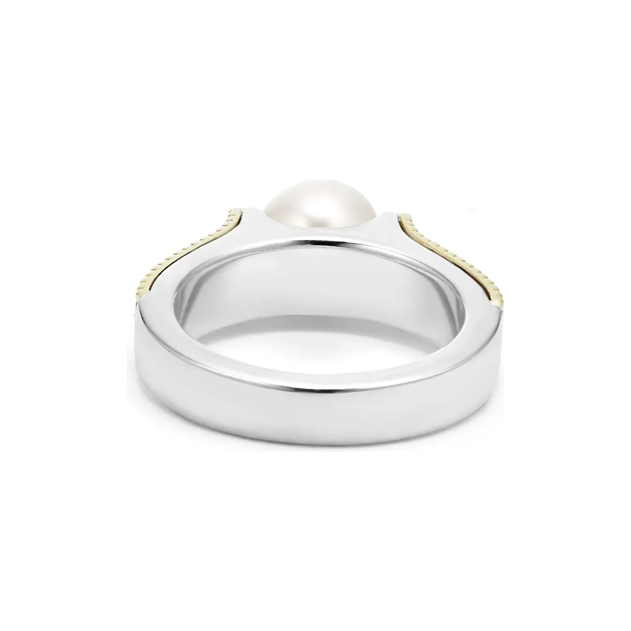 Lagos Sterling Silver and 18K Yellow Gold Luna Pearl Caviar Ring