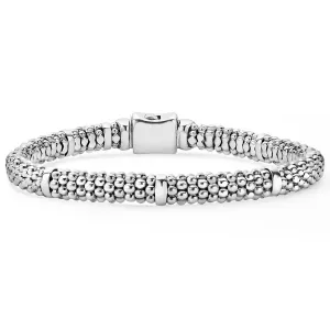Lagos Sterling Silver Caviar 7 Smooth Station 6mm Bracelet