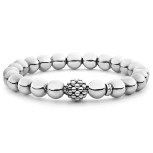 Lagos Sterling Silver Caviar Lattice Ball 8mm Stretch Bracelet