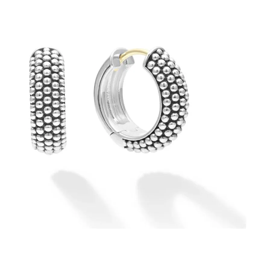 Lagos Sterling Silver Caviar Signature 15mm Hoop Earrings
