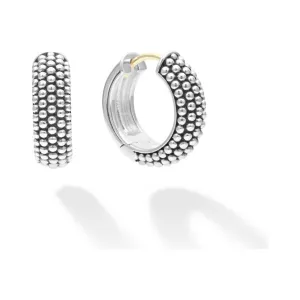 Lagos Sterling Silver Caviar Signature 15mm Hoop Earrings