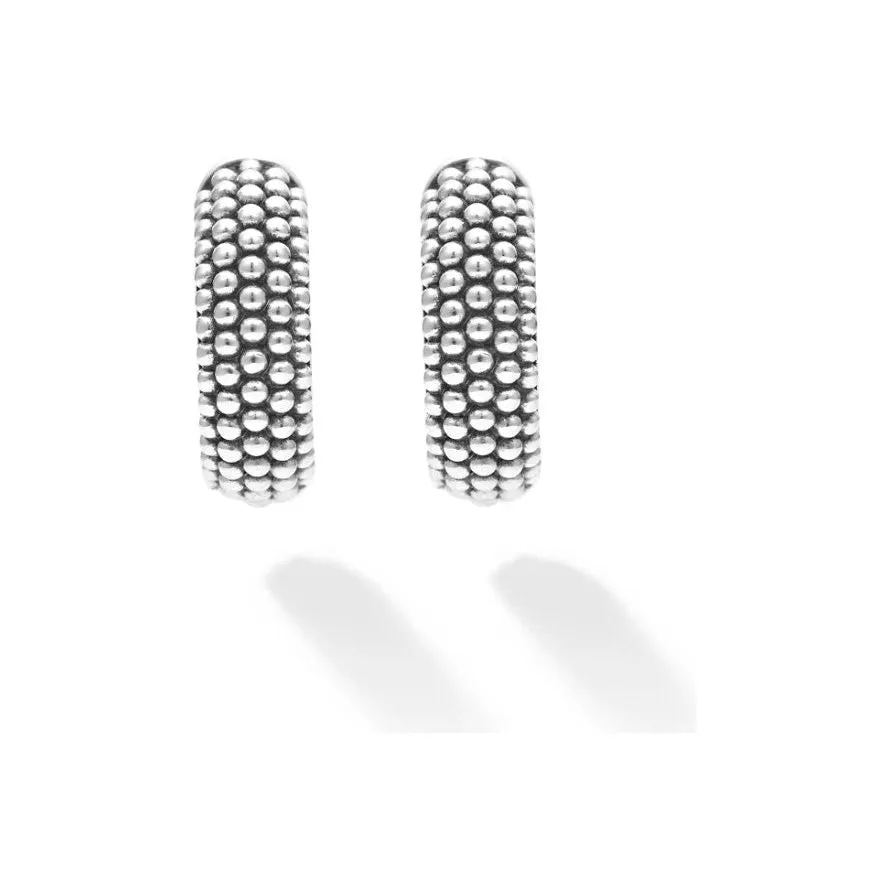 Lagos Sterling Silver Caviar Signature 15mm Hoop Earrings