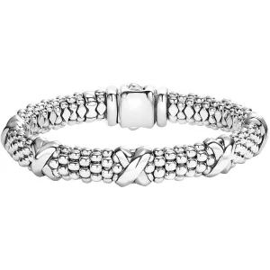 Lagos Sterling Silver Caviar Signature Five X 9mm Bracelet