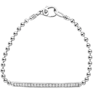 Lagos Sterling Silver Caviar Spark Diamond Bar Bracelet