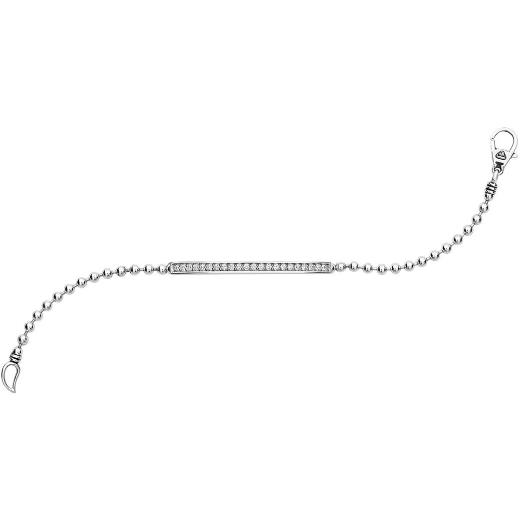 Lagos Sterling Silver Caviar Spark Diamond Bar Bracelet
