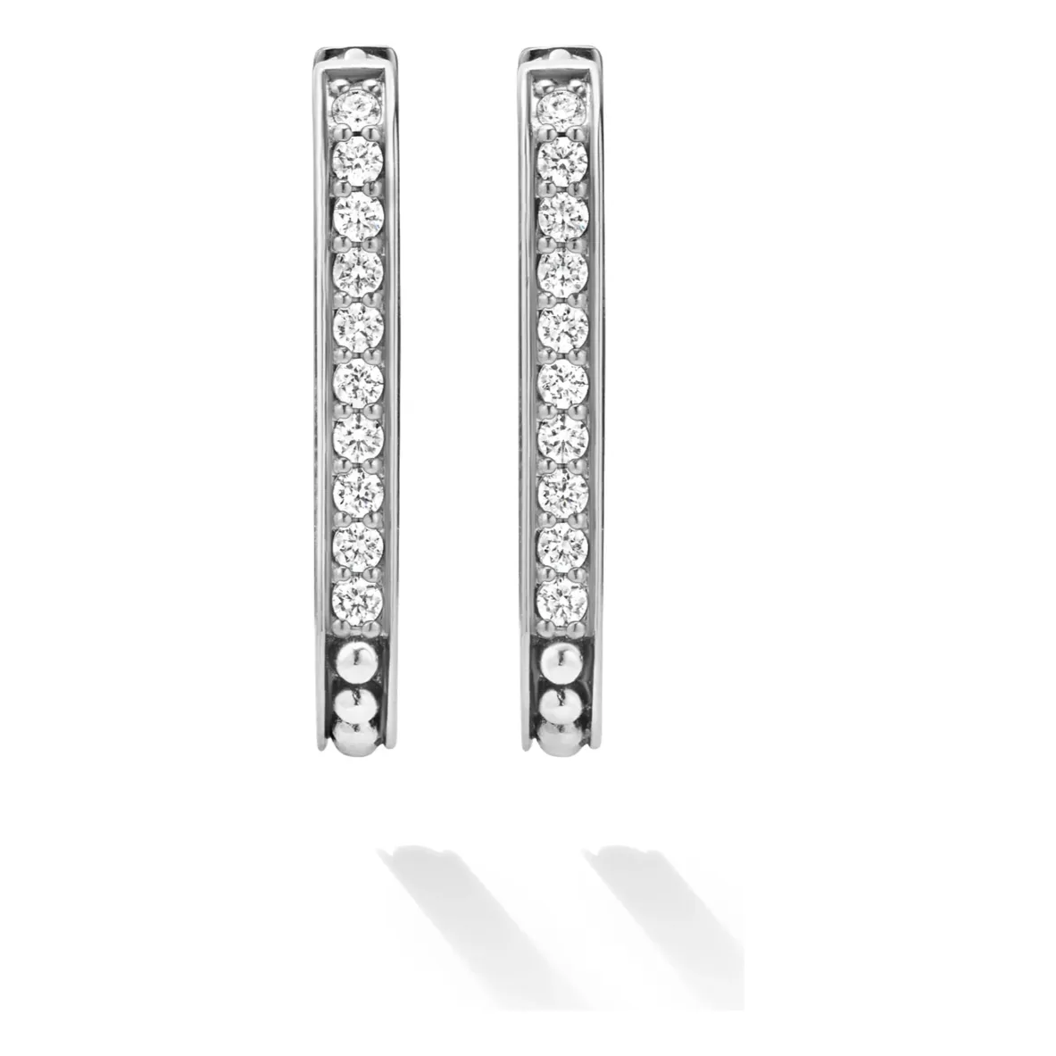 Lagos Sterling Silver Caviar Spark Diamond Linear Huggie
