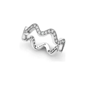 Lagos Sterling Silver Caviar Spark Diamond Wave Eternity Ring
