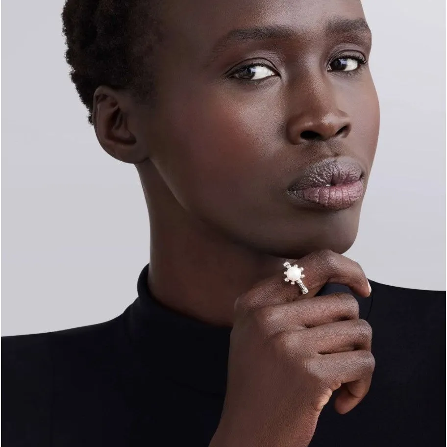 Lagos Sterling Silver Luna Fleur Pearl Ring