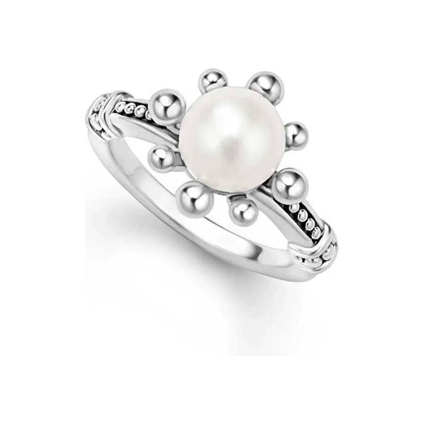 Lagos Sterling Silver Luna Fleur Pearl Ring