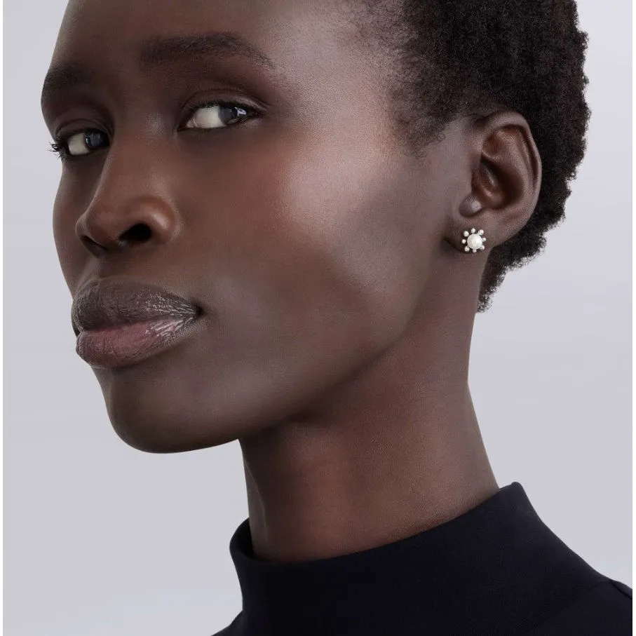 Lagos Sterling Silver Luna Fleur Pearl Stud Earrings