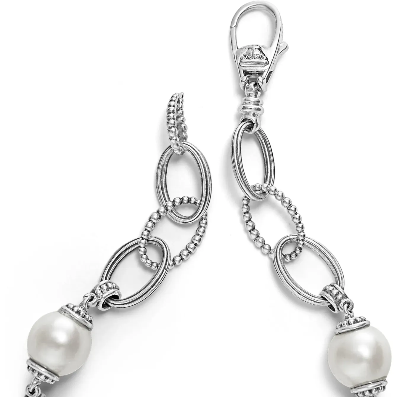 Lagos Sterling Silver Luna Pearl 3 Station Link Bracelet