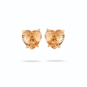 Les Nereides Apricot Peach Diamantine Heart Post Earrings
