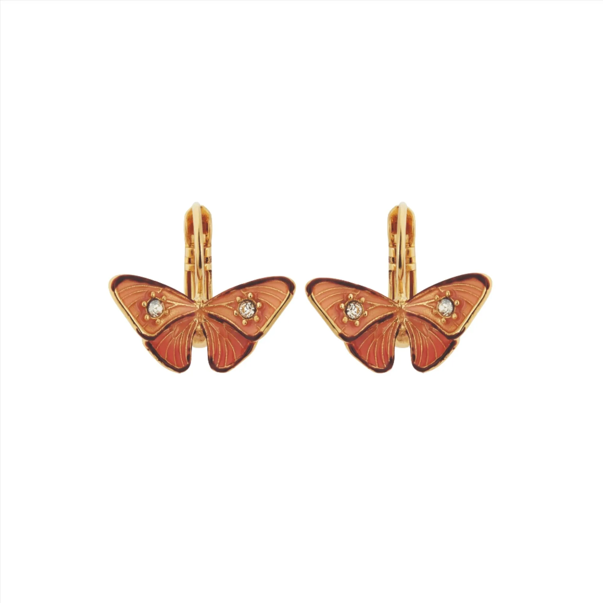 Les Nereides Enameled Butterfly and Stone Sleeper Earrings