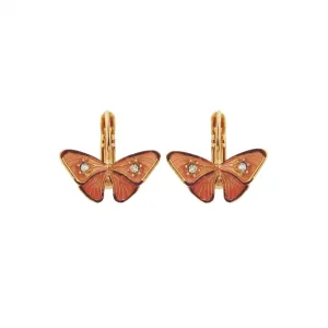 Les Nereides Enameled Butterfly and Stone Sleeper Earrings
