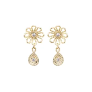 Les Nereides Gold Thread Flower Post Earrings