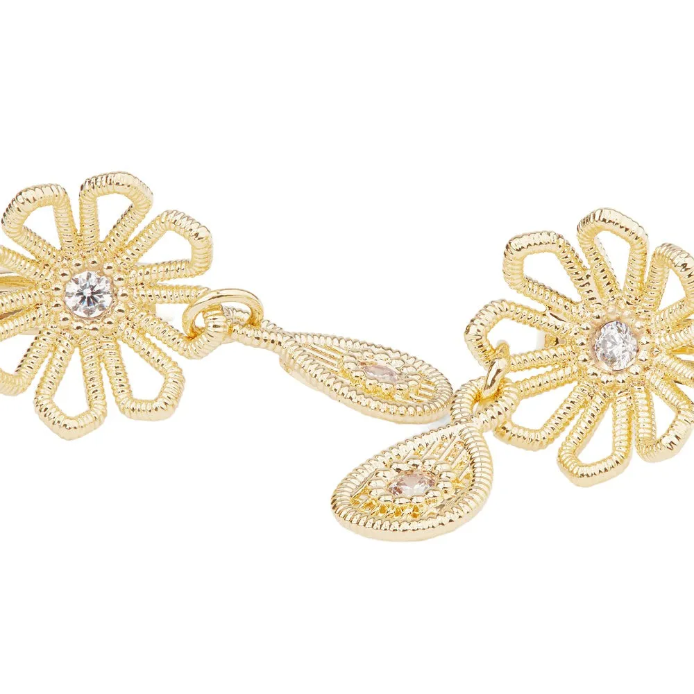 Les Nereides Gold Thread Flower Post Earrings