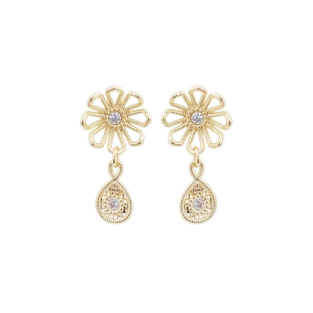 Les Nereides Gold Thread Flower Post Earrings
