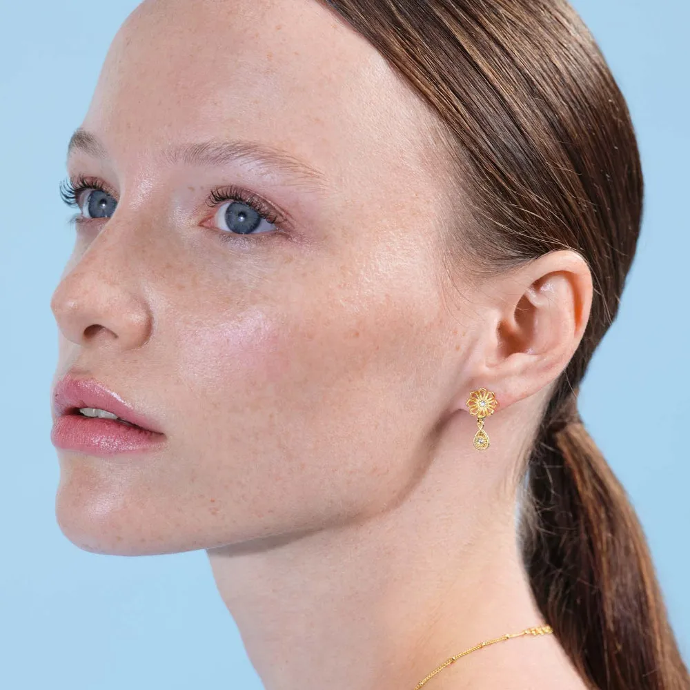 Les Nereides Gold Thread Flower Post Earrings