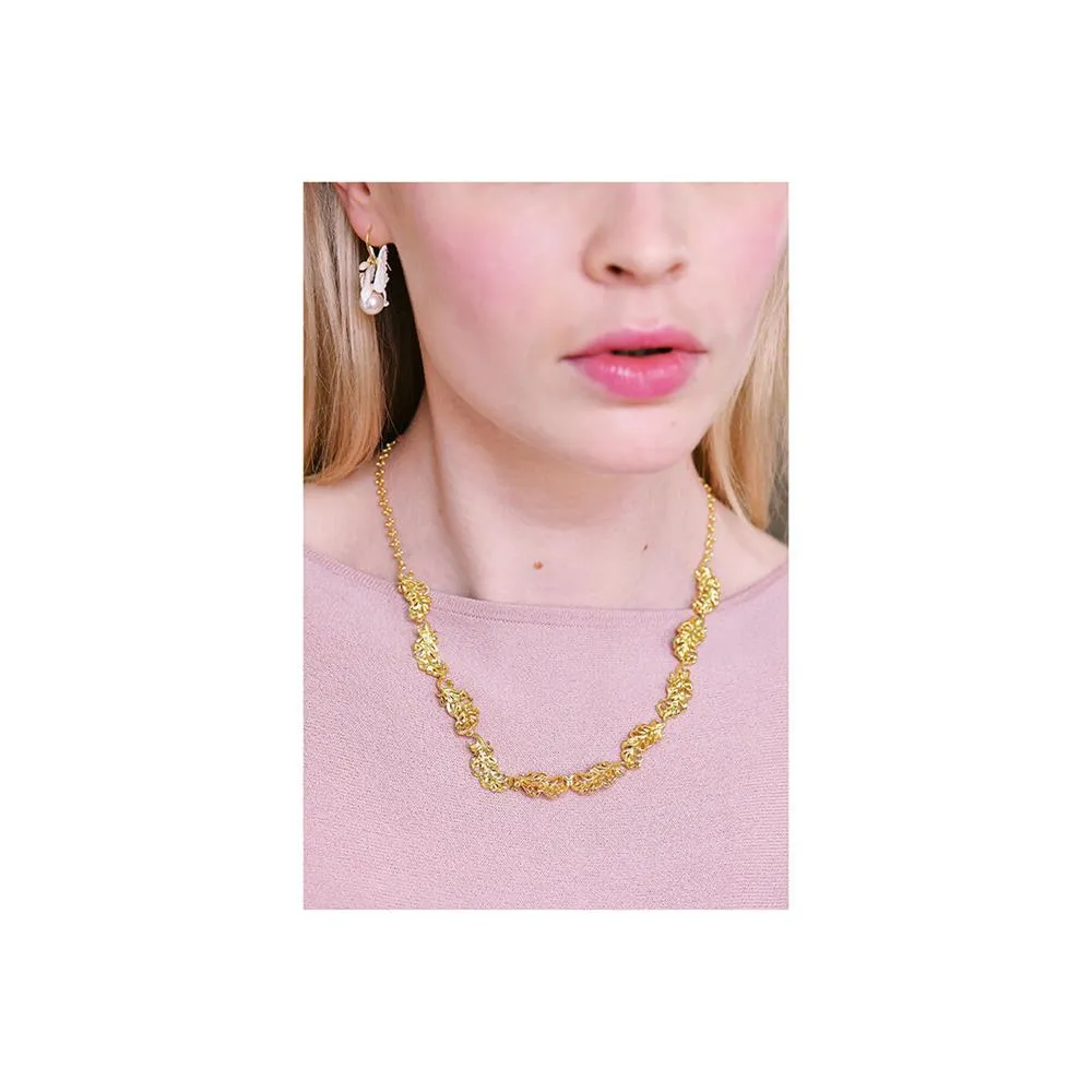 Les Nereides Golden Feather Swan Necklace