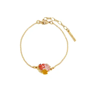 Les Nereides Seashell enameled coral and cut glass stone Bracelet