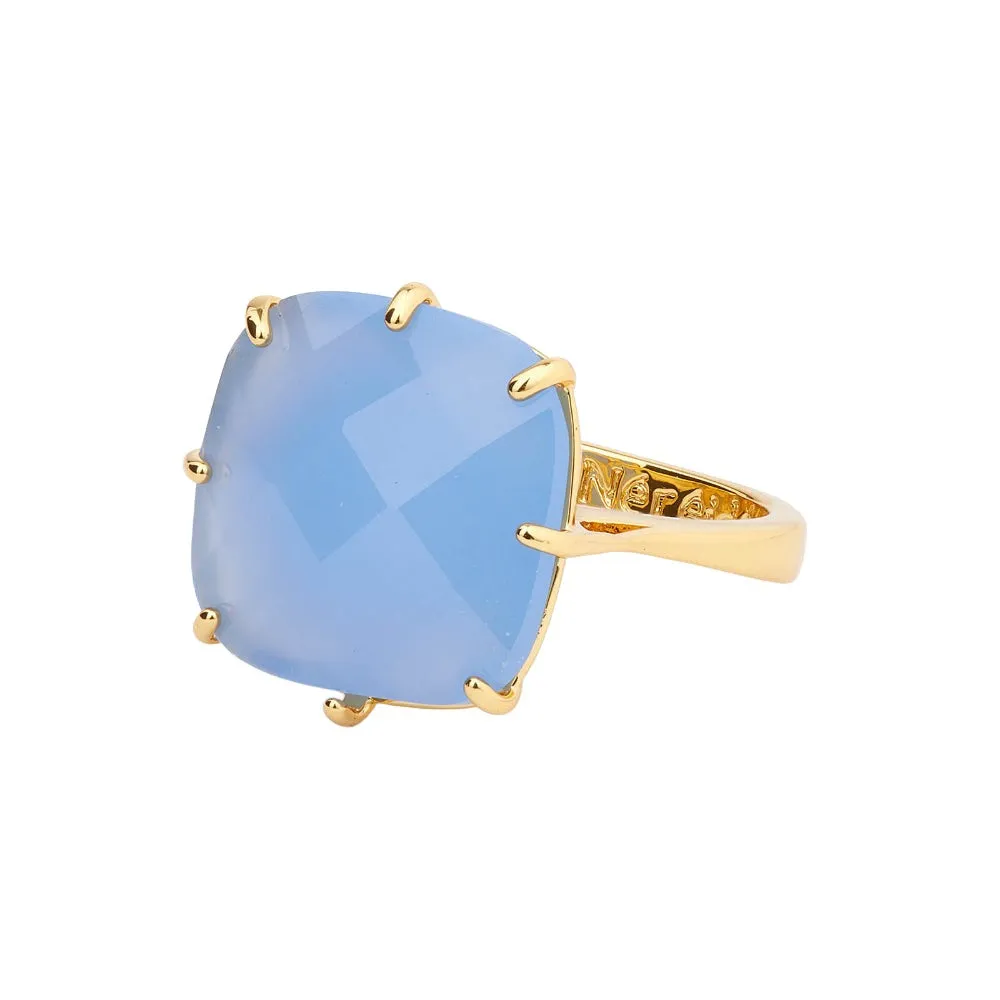 Les Nereides Sky Blue Diamantine Square Solitaire Ring