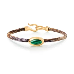 Life 4,5mm Velvet 18K Gold Bracelet w. Malachite