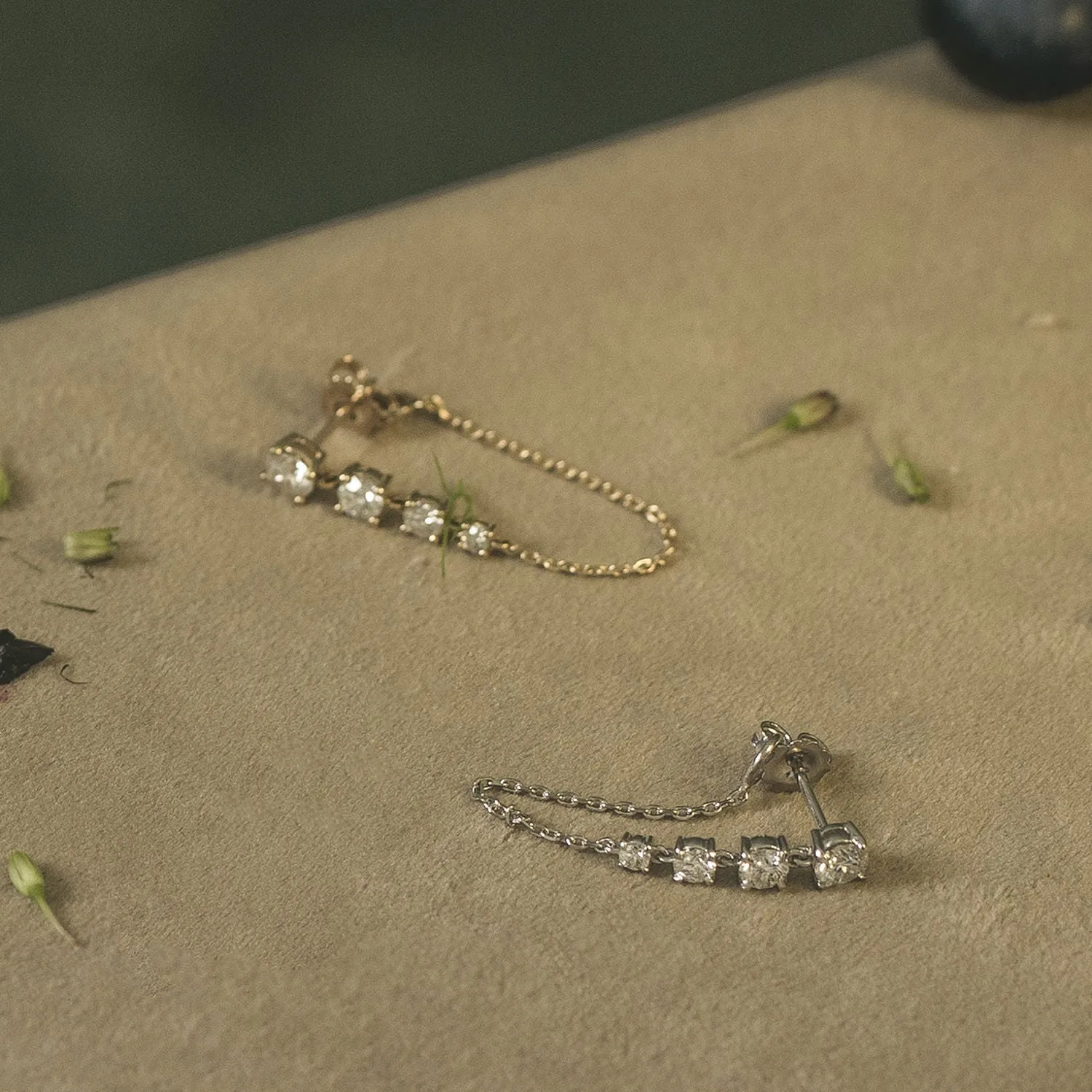 Linked 14K Gold Tennis Earrings w. 1.10ct Lab-Grown Diamonds