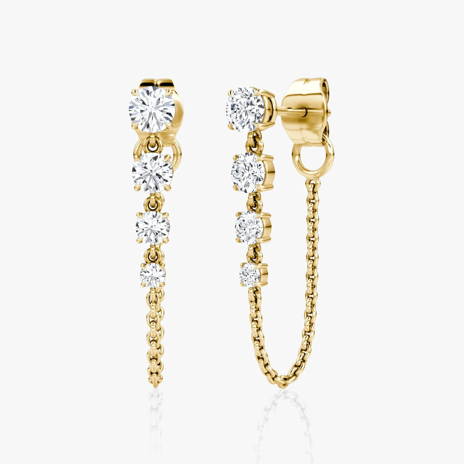 Linked 14K Gold Tennis Earrings w. 1.10ct Lab-Grown Diamonds