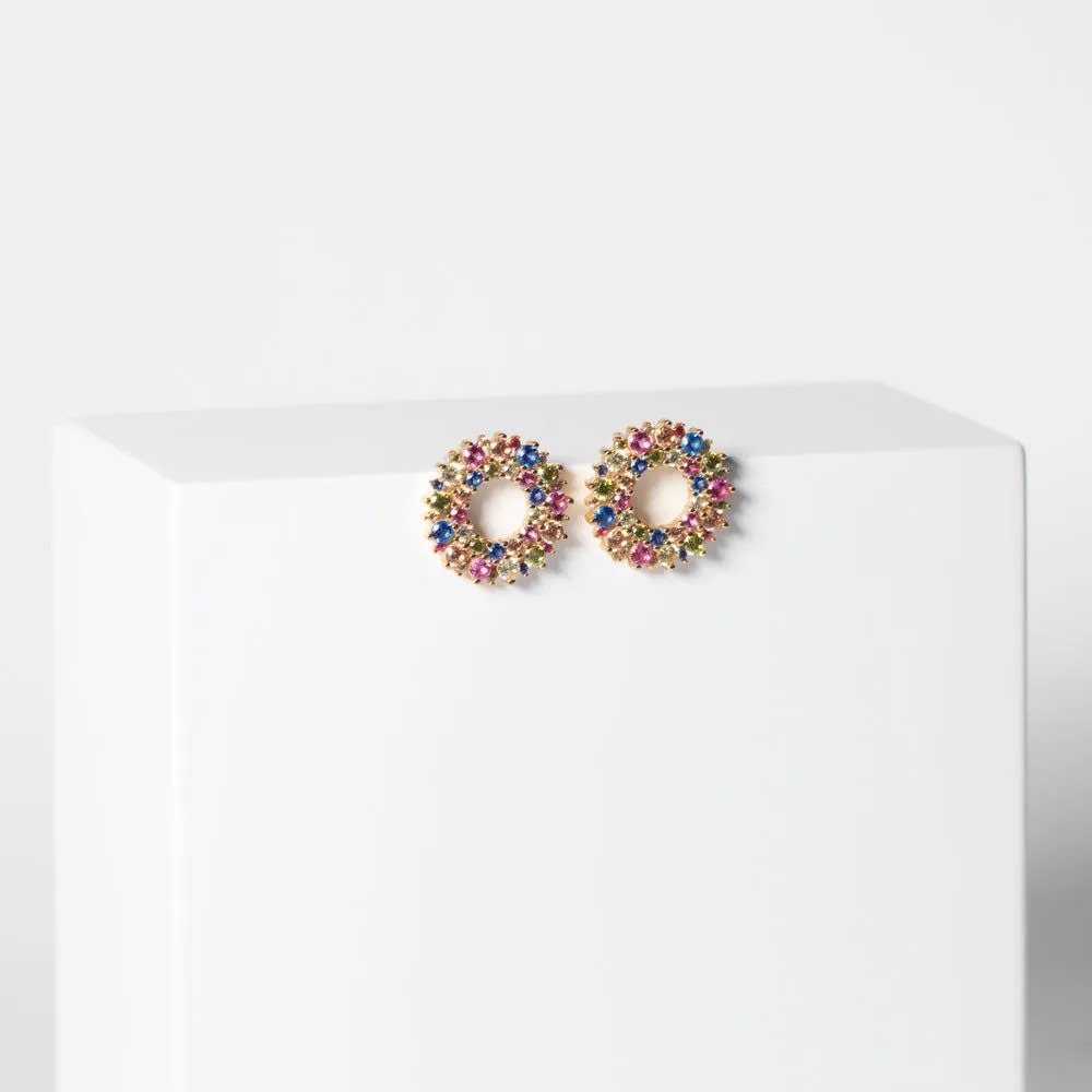 Livigno 18K Gold Plated Earrings w. Colored Zirconias