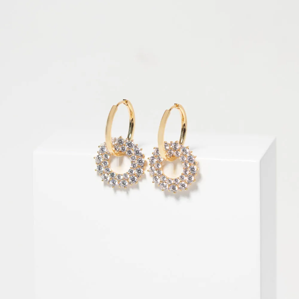 Livigno Due 18K Gold Plated Earrings w. Zirconias