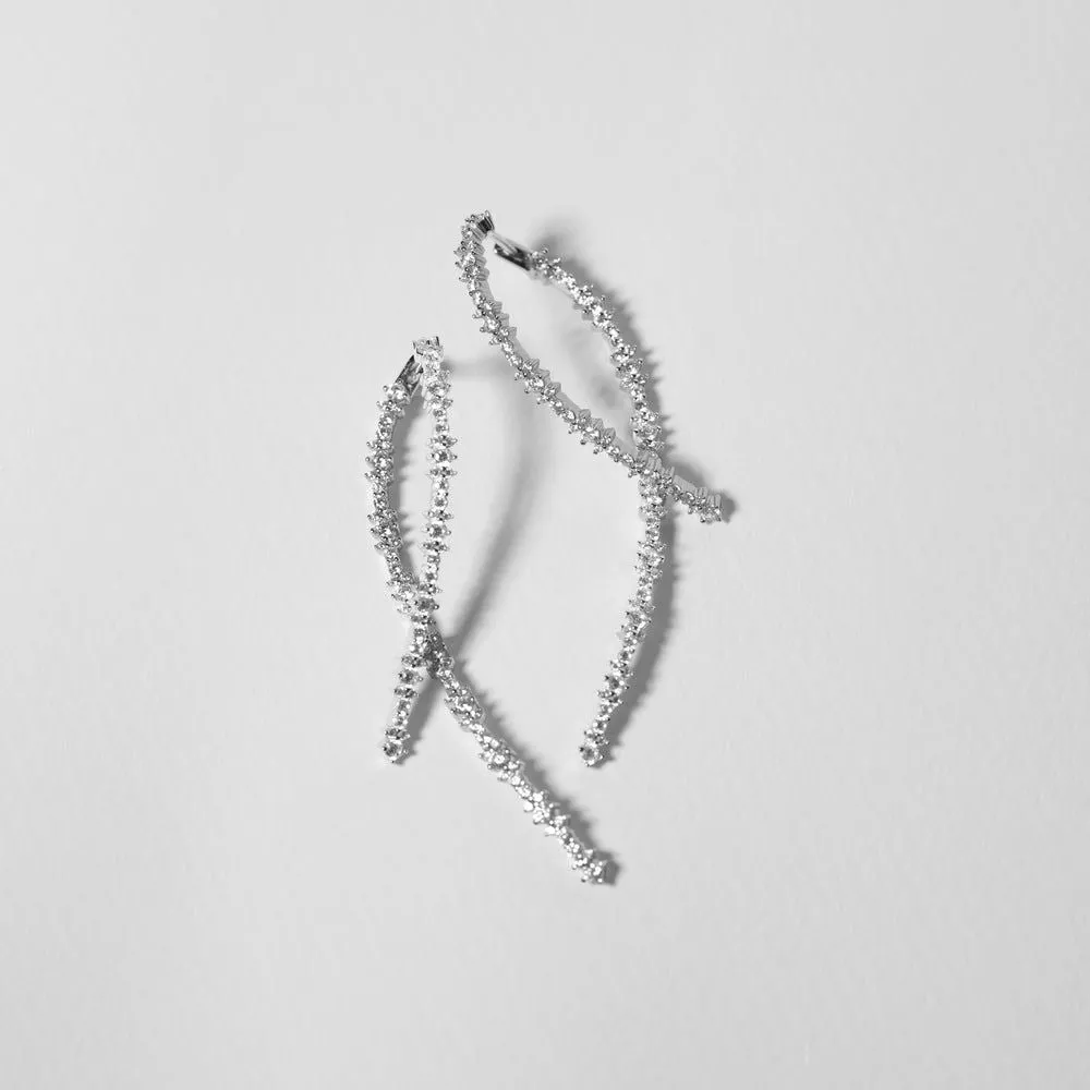 Livigno Lungo Silver Earrings w. Zirconias
