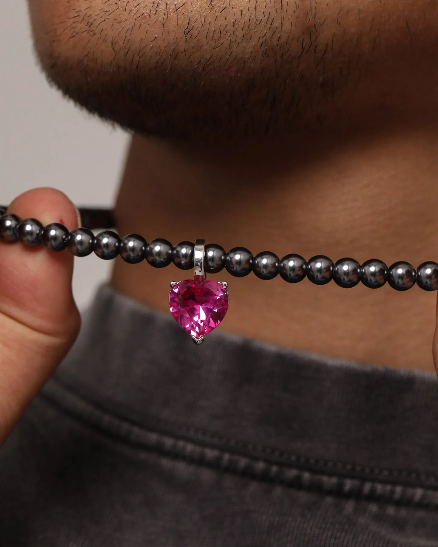 Loiter Dark Heart Necklace Grey/Silver