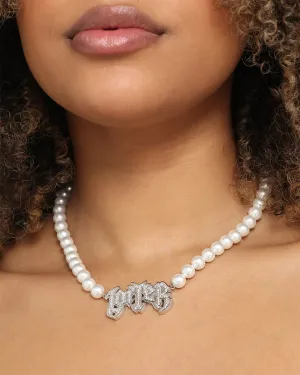 Loiter Pearl Choker Necklace Silver/White