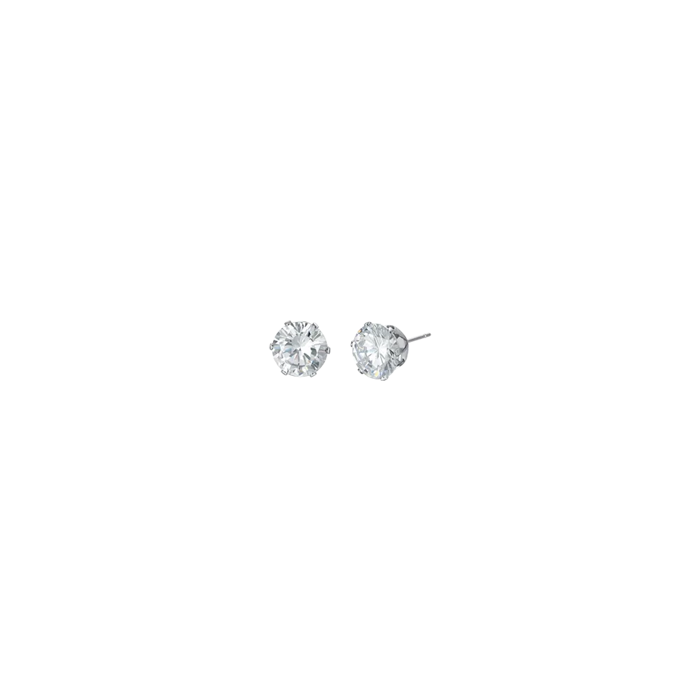 Luca Barra Gents Steel Earrings With White Crystals