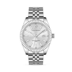Luca Barra Gents Steel Watch with Knurled Bezel