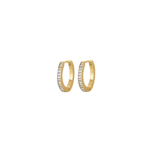 Luca Barra Ladies Earrings in IP Gold Steel with White Crystals