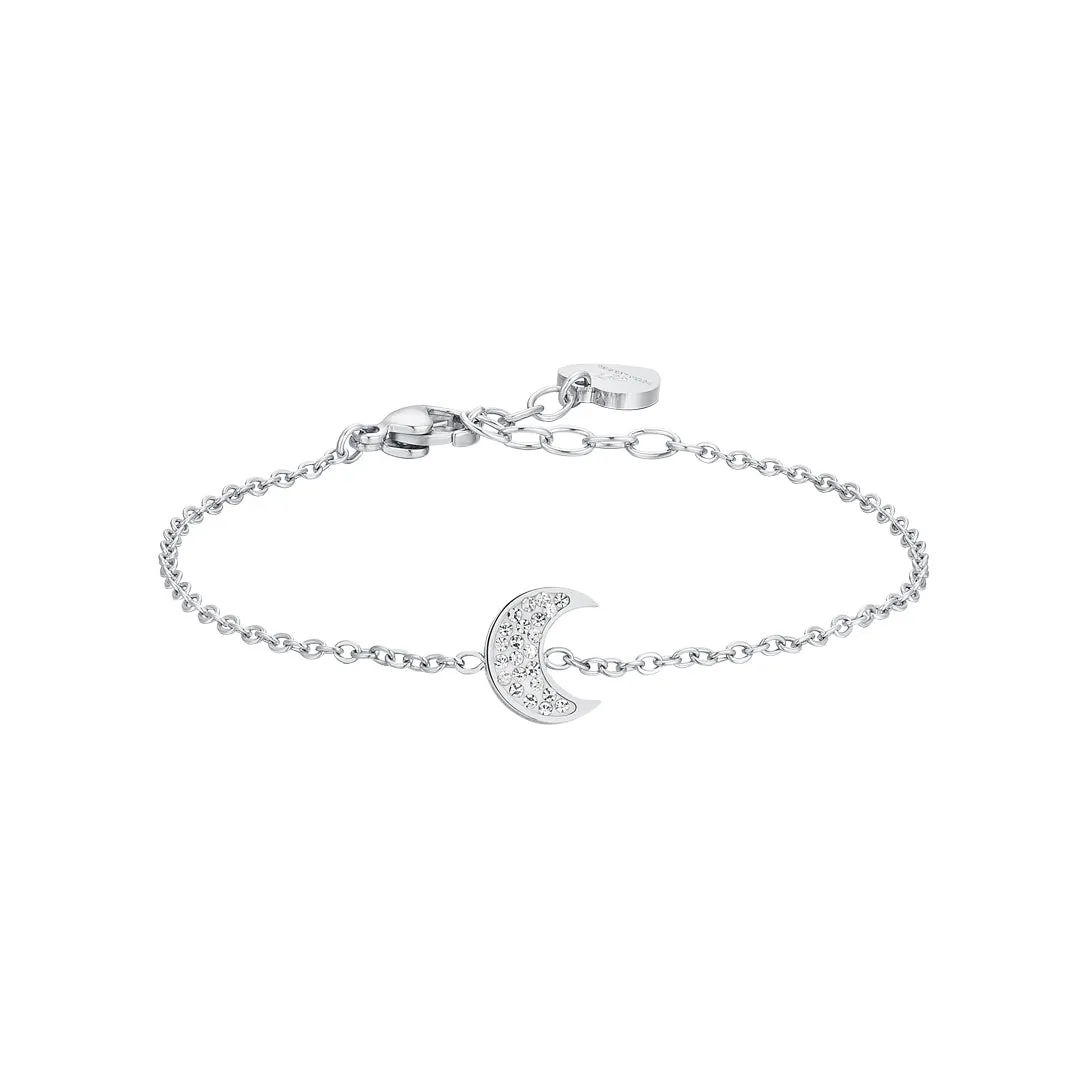 Luca Barra Ladies Steel Bracelet with Moon and Crystals