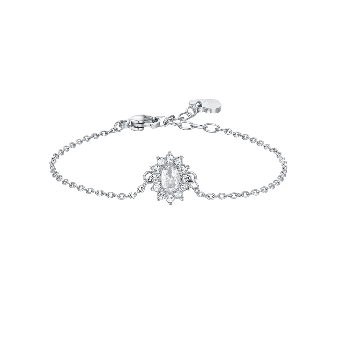 Luca Barra Ladies Steel Bracelet with White Crystal and Zirconia