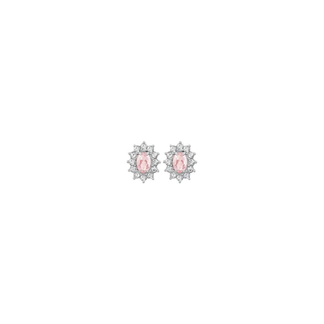 Luca Barra Ladies steel earrings with crystals and pink zircon