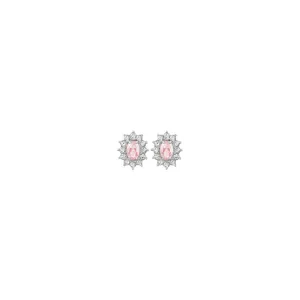 Luca Barra Ladies steel earrings with crystals and pink zircon
