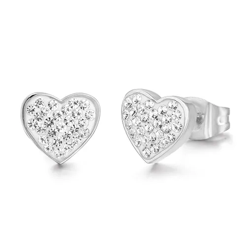 Luca Barra Ladies Steel Earrings with Hearts and Crystals