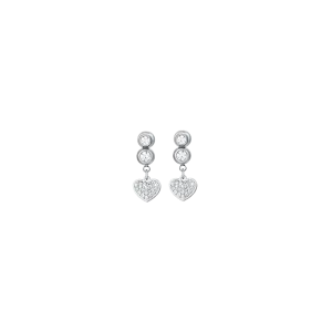 Luca Barra Ladies Steel Earrings With Hearts And White Crystals
