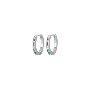 Luca Barra Ladies Steel Earrings with Multicolored Crystals